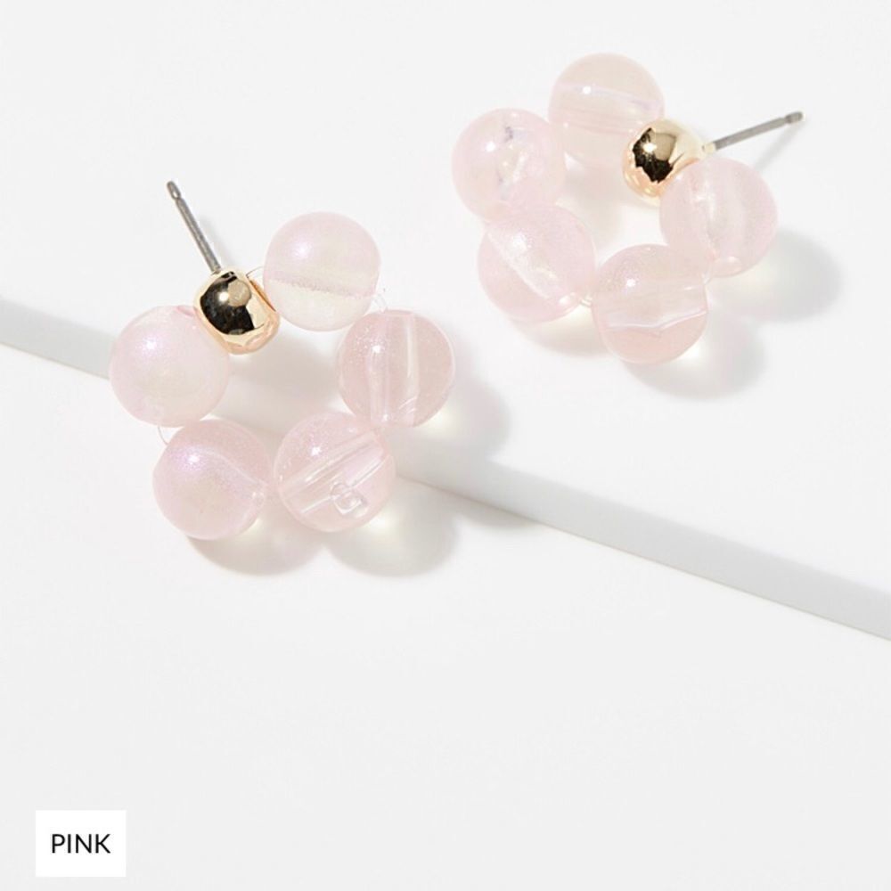 🌸Cutie Pink  Glass Hoops